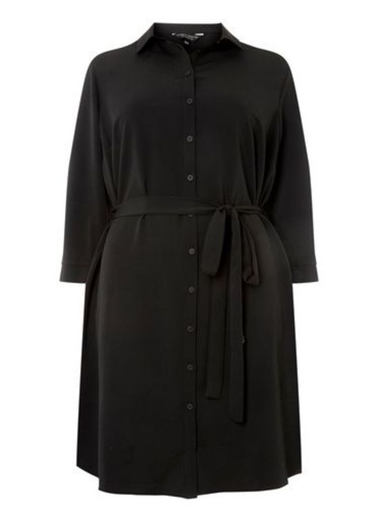 Womens **Dp Curve Black 3/4 Sleeve Shirt Dress- Black, Black