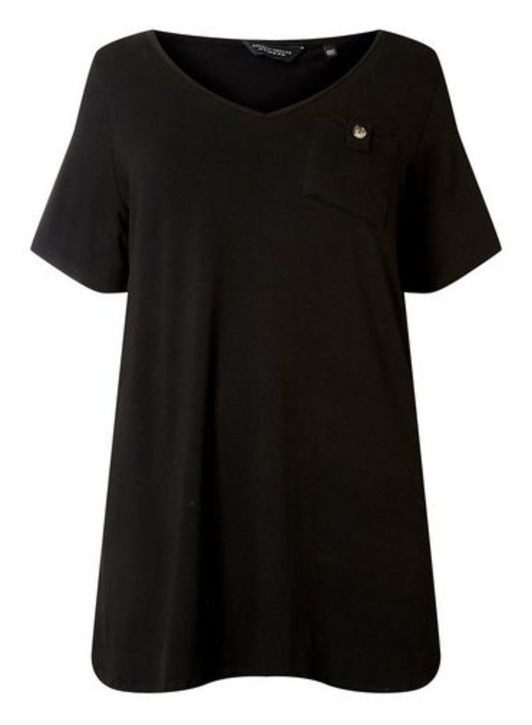 Womens **Dp Curve Black Pocket T-Shirt- Black, Black