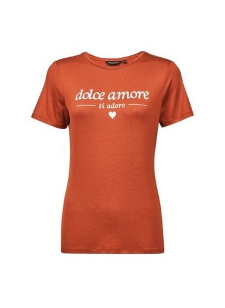 Womens Rust Dolce Amore T-Shirt- Red, Red