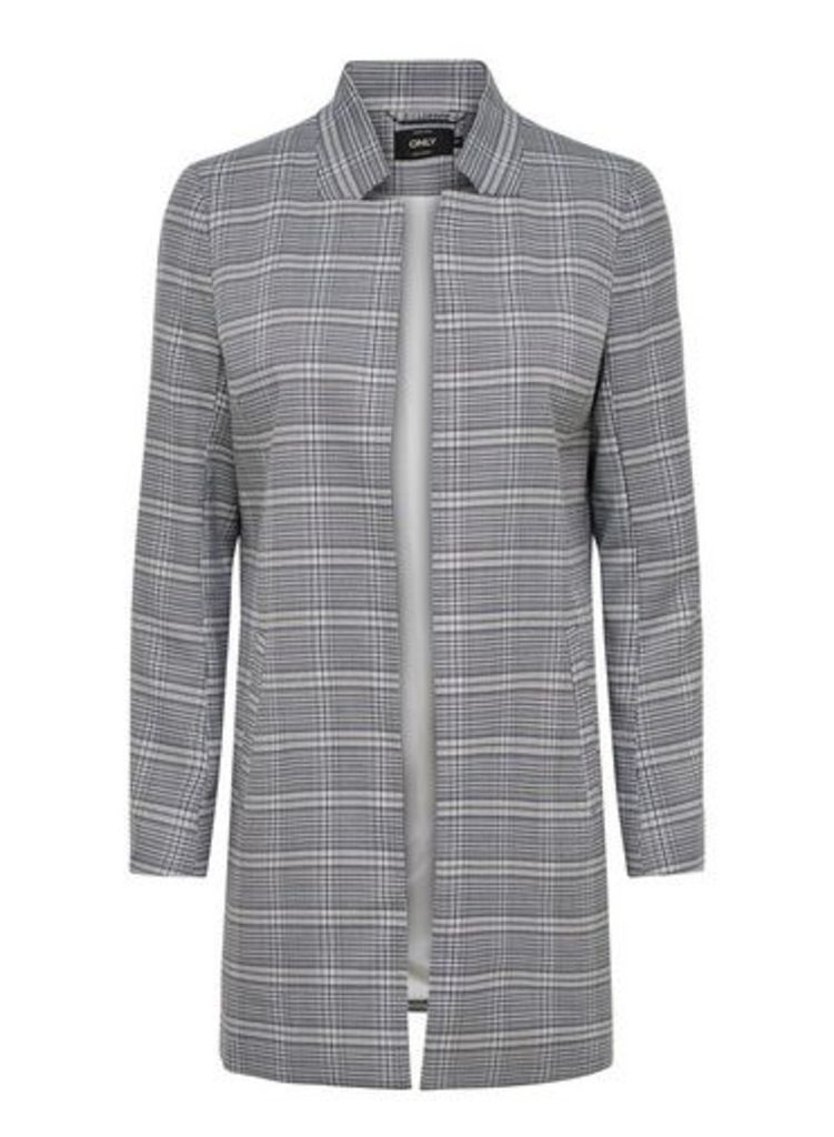 Womens **Only Grey Longline Rib Textured Jacket, Grey