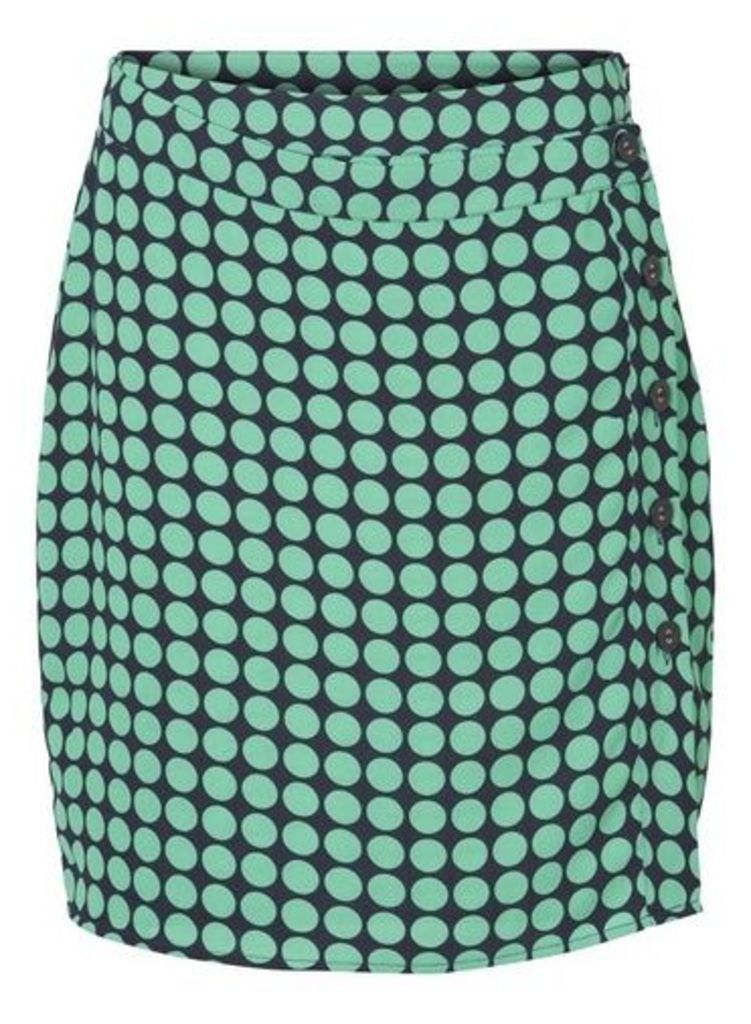 Womens Vero Moda Green And Navy Spotted Midi Skirt - Multi Colour, Multi Colour