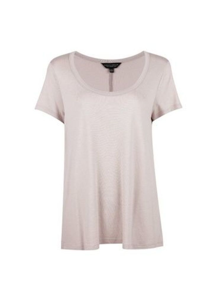 Womens Silver Scoop T-Shirt- Silver, Silver