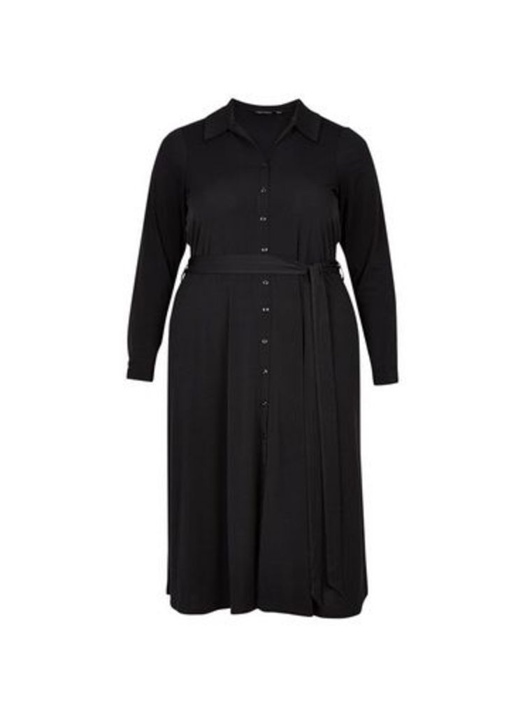 Womens **Dp Curve Black Midi Shirt Dress, Black