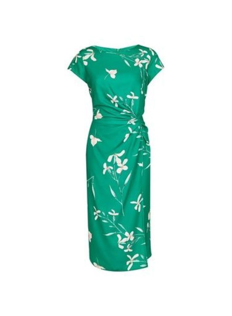 Womens **Lily & Franc Green Floral Print Wrap Dress- Green, Green