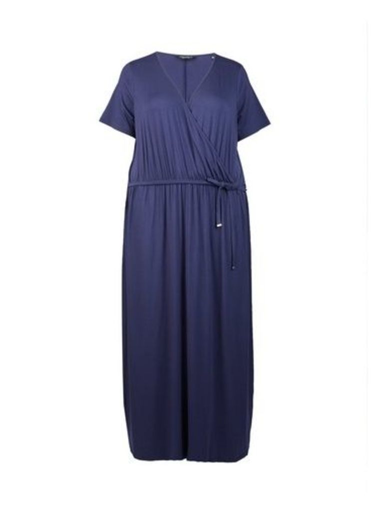 Womens **Dp Curve Navy Wrap Maxi Dress- Blue, Blue