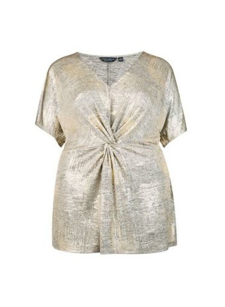 Womens **Dp Curve Gold Knot Top- Gold, Gold