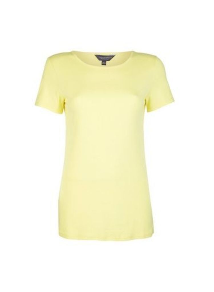 Womens Tall Yellow Short Sleeve Crew Neck Cotton Top, Yellow