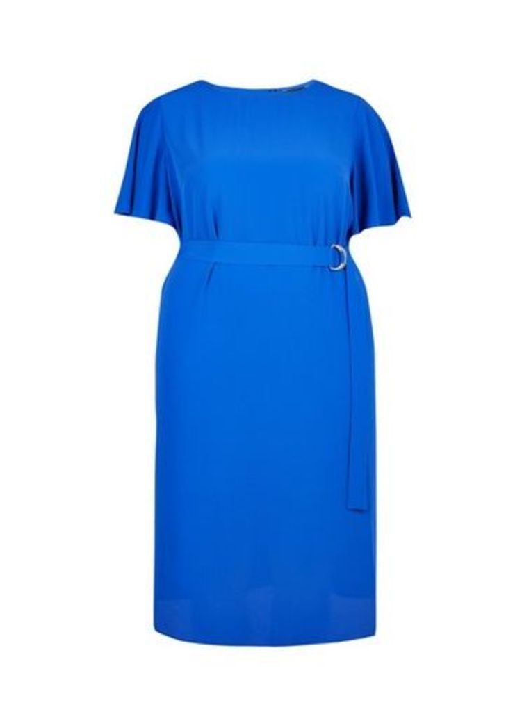 Womens **Dp Curve Cobalt Flutter Sleeve Midi Dress- Cobalt, Cobalt