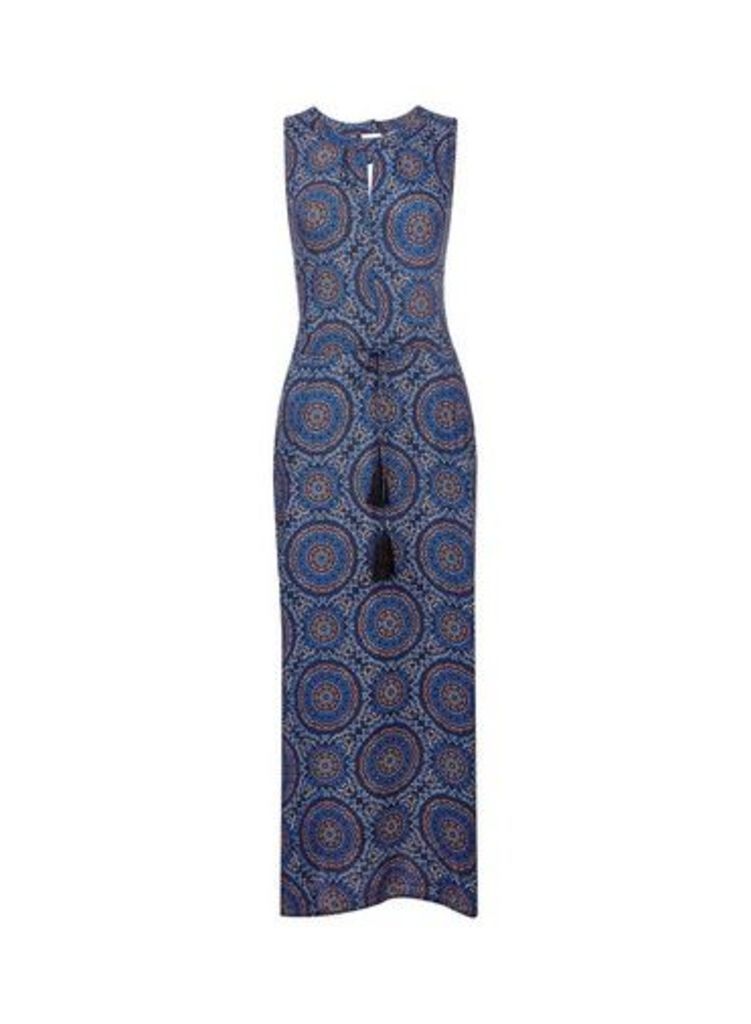 Womens **Billie & Blossom Multi Colour Asymmetric Maxi Dress- Blue, Blue
