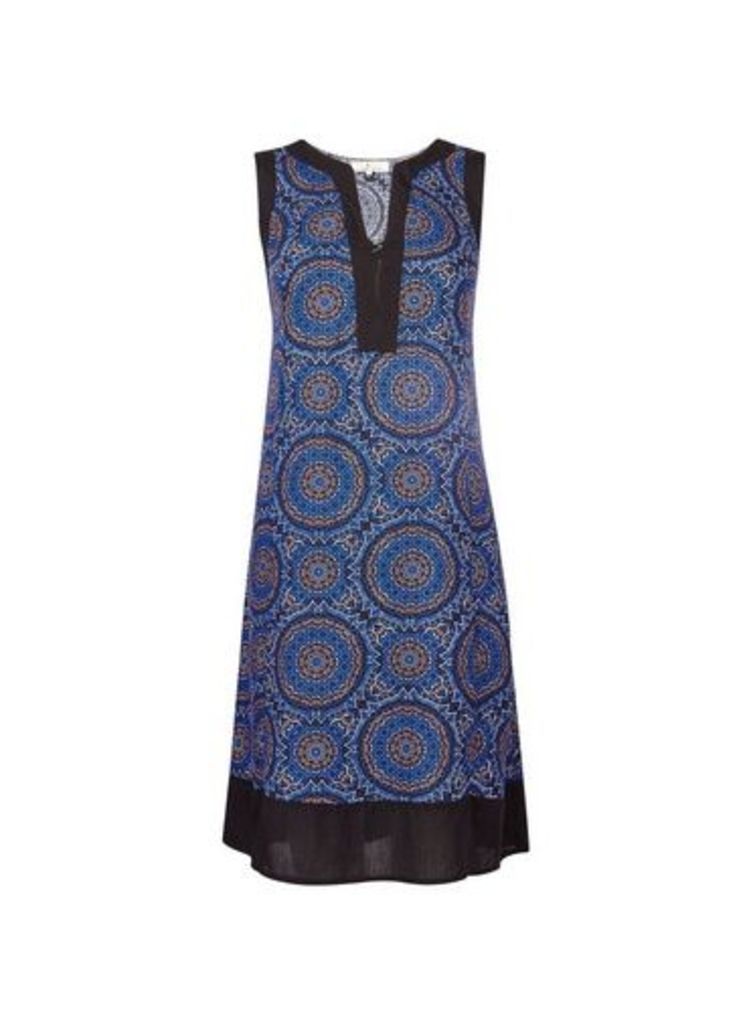 Womens **Billie & Blossom Blue Tile Print Shift Dress- Blue, Blue