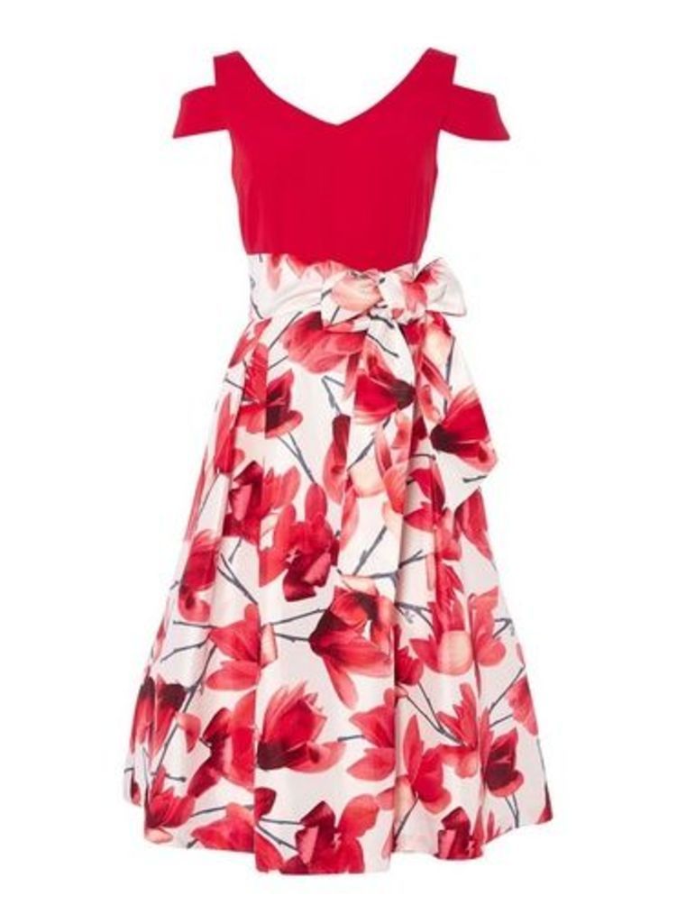 Womens *Roman Originals Red Floral Print Fit And Flare Dress- Red, Red