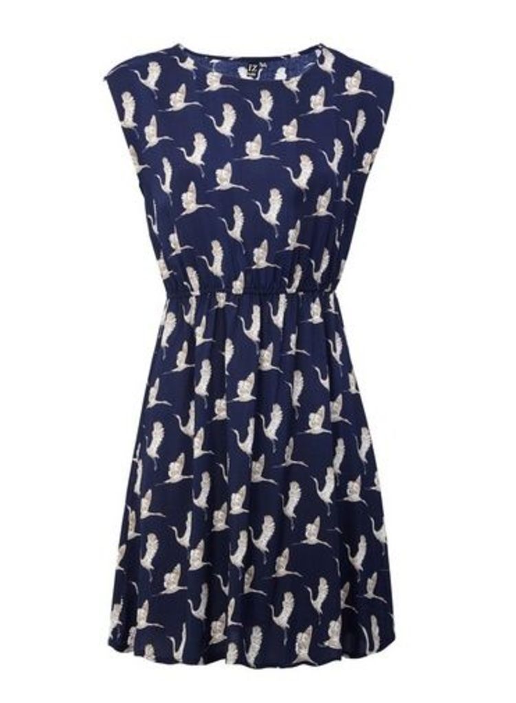 Womens *Izabel London Navy Bird Print Tea Dress- Navy, Navy