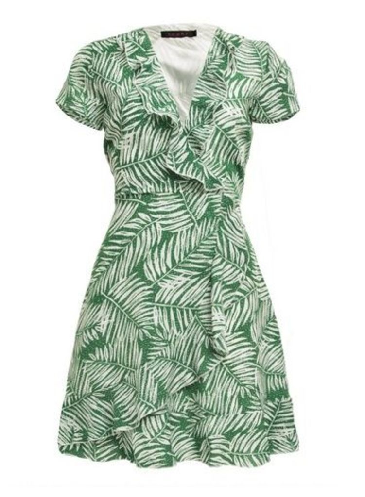 Womens *Tenki Green Leaf Ruffle Dress- Green, Green