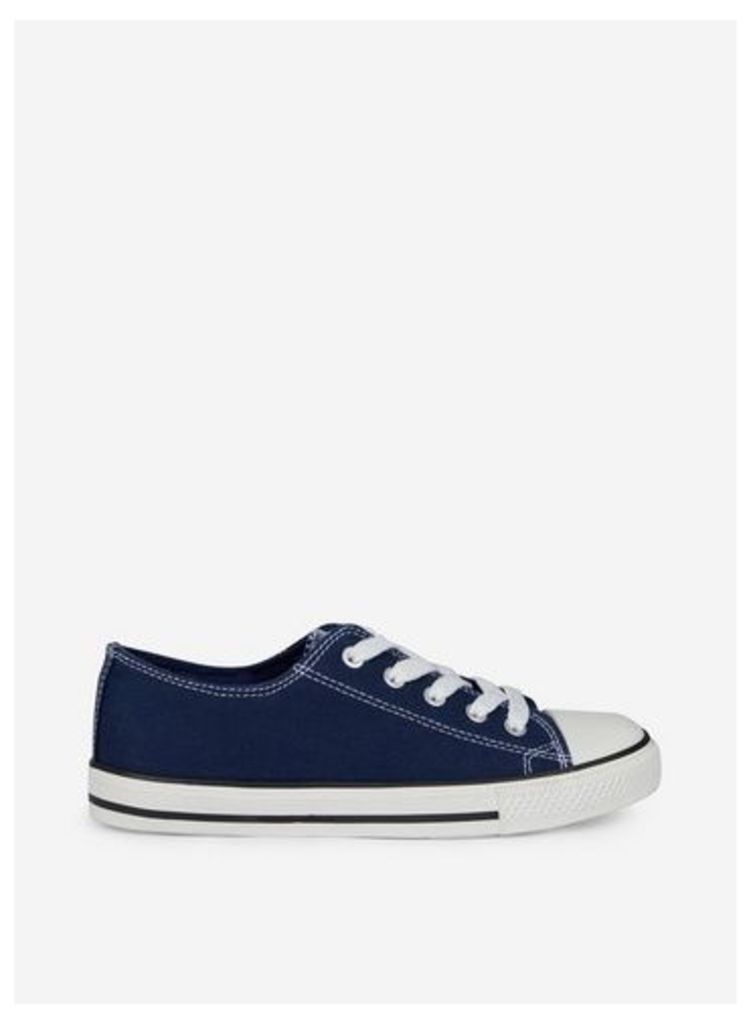 Womens Navy 'Icon' Canvas Trainers - Blue, Blue