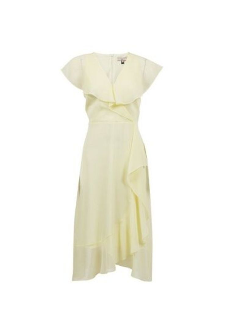 Womens **Billie & Blossom Petite Lemon Ruffle Midi Dress- Yellow, Yellow