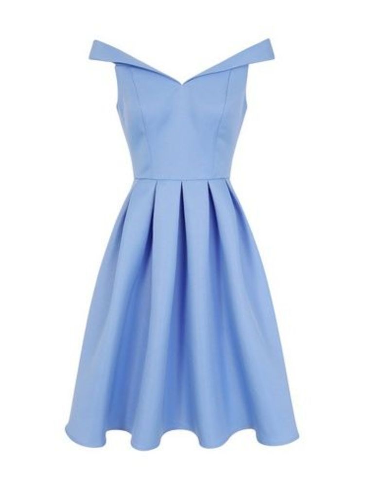 Womens *Chi Chi London Blue Bardot Midi Dress, Blue