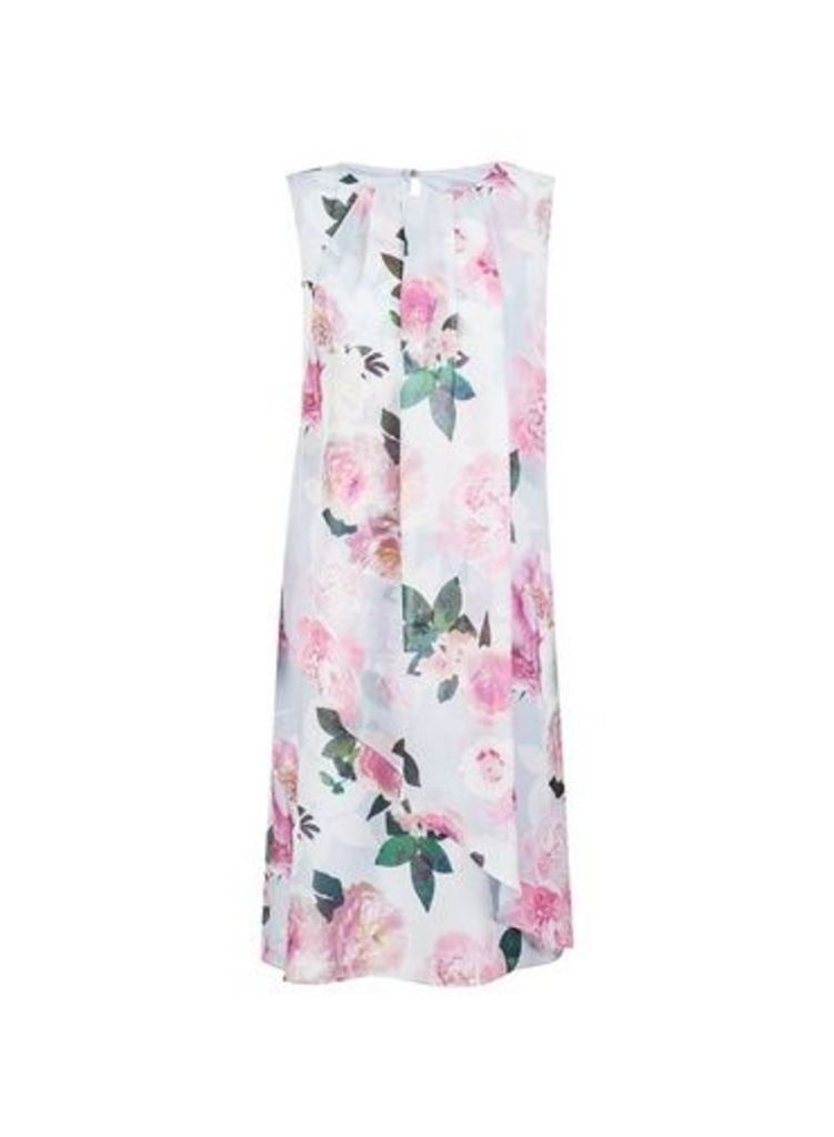 Womens Billie & Blossom Tall Grey Floral Print Trapeze Dress, Grey