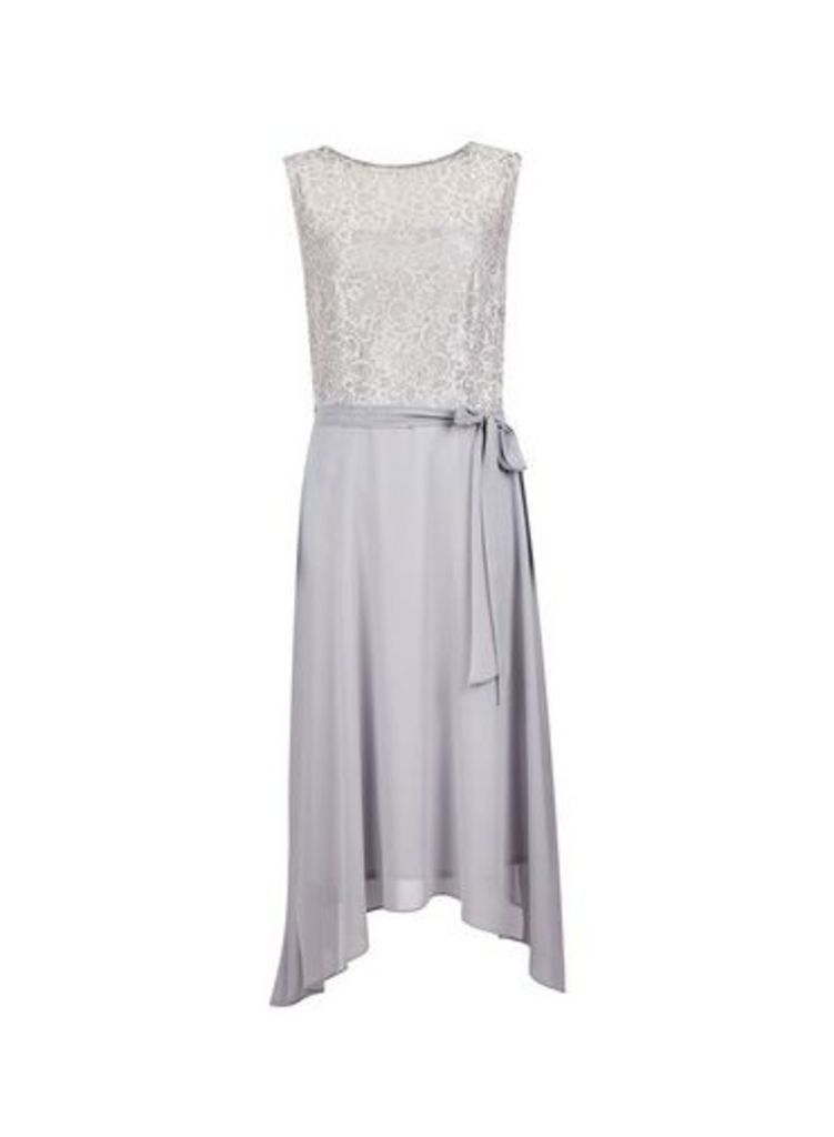 Womens **Billie & Blossom Tall Grey Midi Dress, Grey