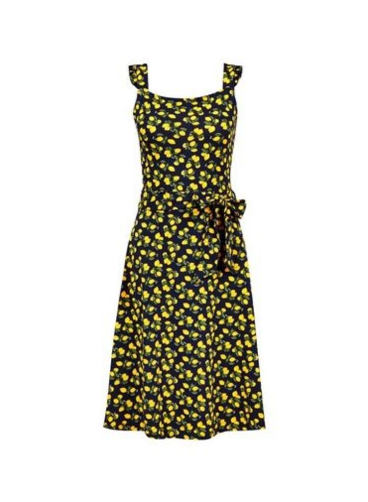 Womens **Tall Lemon Print Skater Dress- Yellow, Yellow