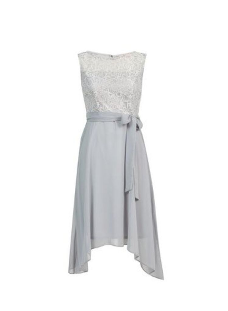 Womens Biilie & Blossom Petite Grey Lace Midi Dress, Grey