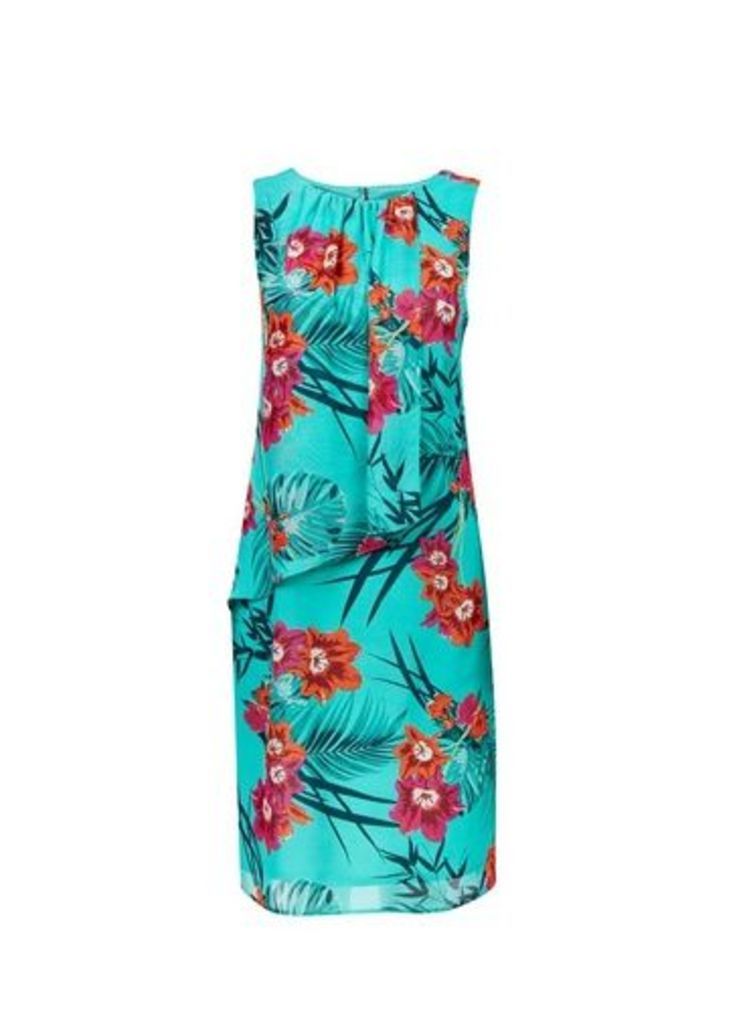 Womens Billie & Blossom Tall Teal Tropical Shift Dress - Blue, Blue