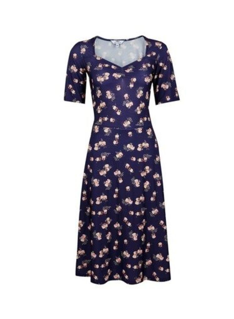 Womens Tall Navy Ditsy Print Dress - Blue, Blue