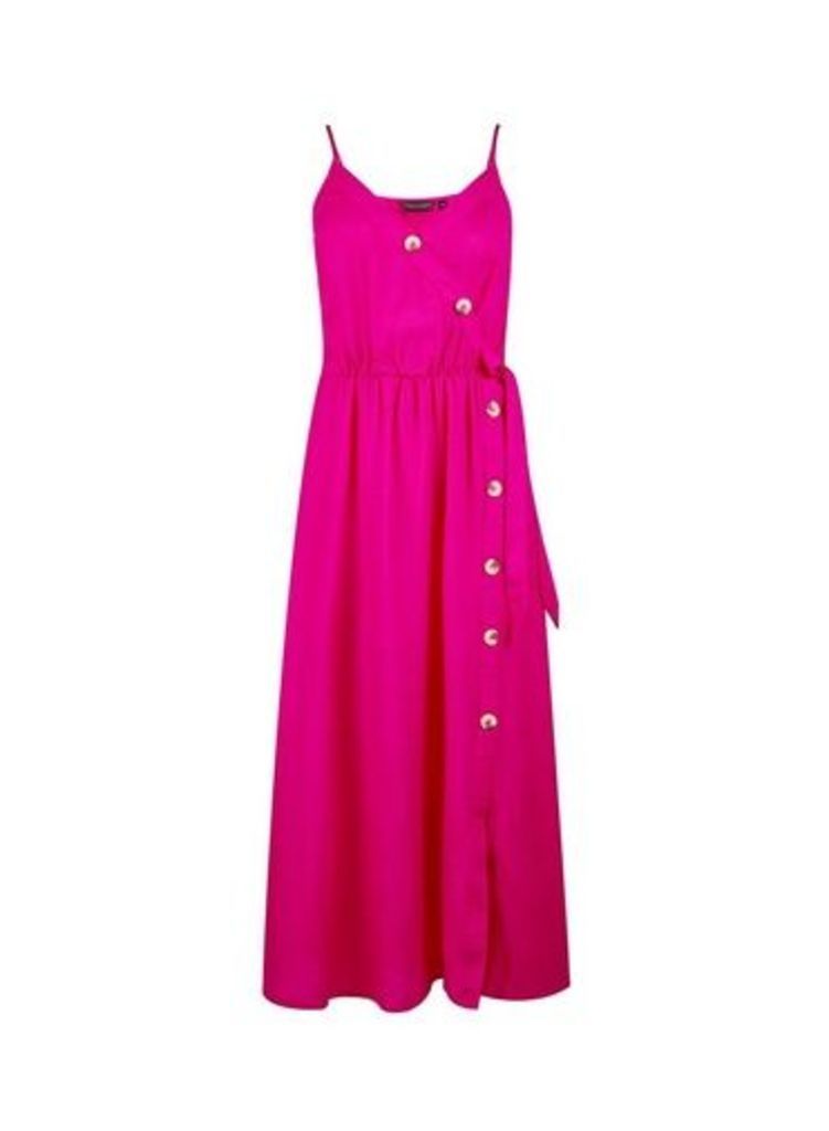 Womens Pink Camisole Dress With Linen- Pink, Pink