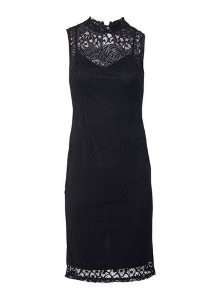 Womens Izabel London Black Lace Bodycon Dress, Black