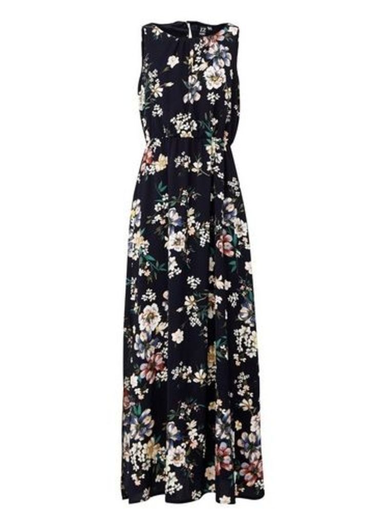 Womens *Izabel London Navy Floral Print A-Line Maxi Dress, Navy