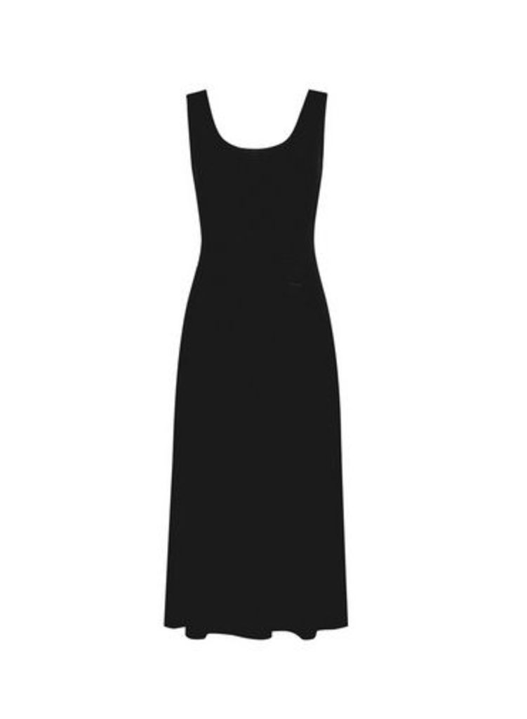 Womens Black Seamed Fit And Flare Midi Dress- Black, Black
