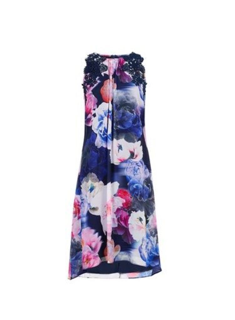 Womens **Showcase Multicoloured 'Lilly' Lace Detail Trapeze Dress - Multi Colour, Multi Colour