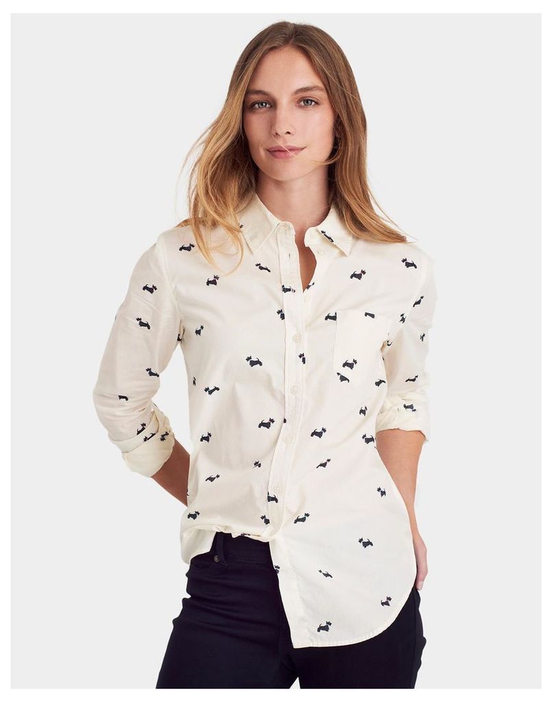 Cream Scotty Dog Lucie Classic Fit Printed Shirt  Size 14 | Joules UK