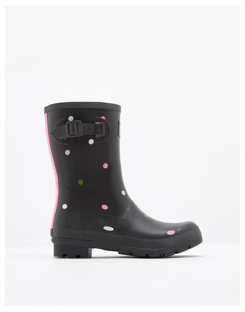 Grey Khaki Spot Molly Printed Mid-Height Wellies  Size Adult 6 | Joules UK