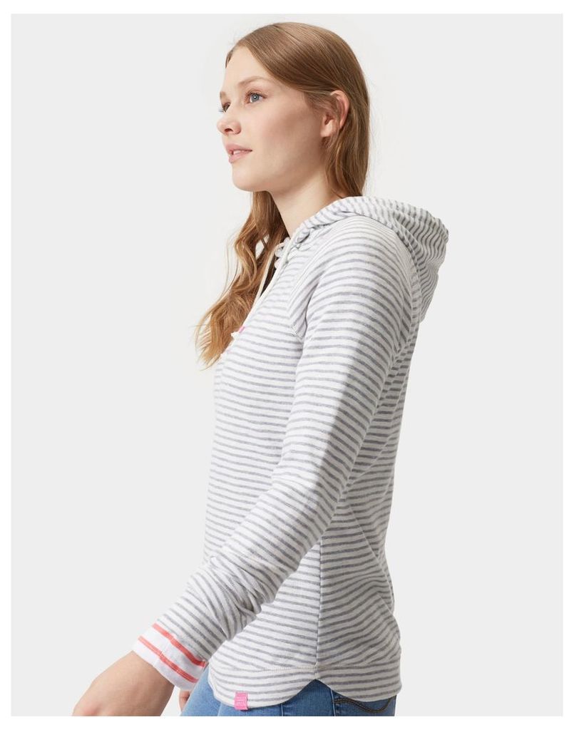 Grey Stripe Marlston Lightweight Hooded Sweatshirt  Size 20 | Joules UK