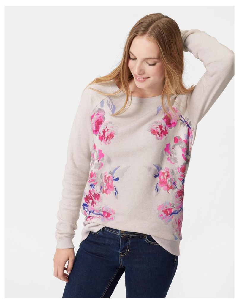 Cream Marl Beau Bloom Irene Printed Sweatshirt  Size 8 | Joules UK