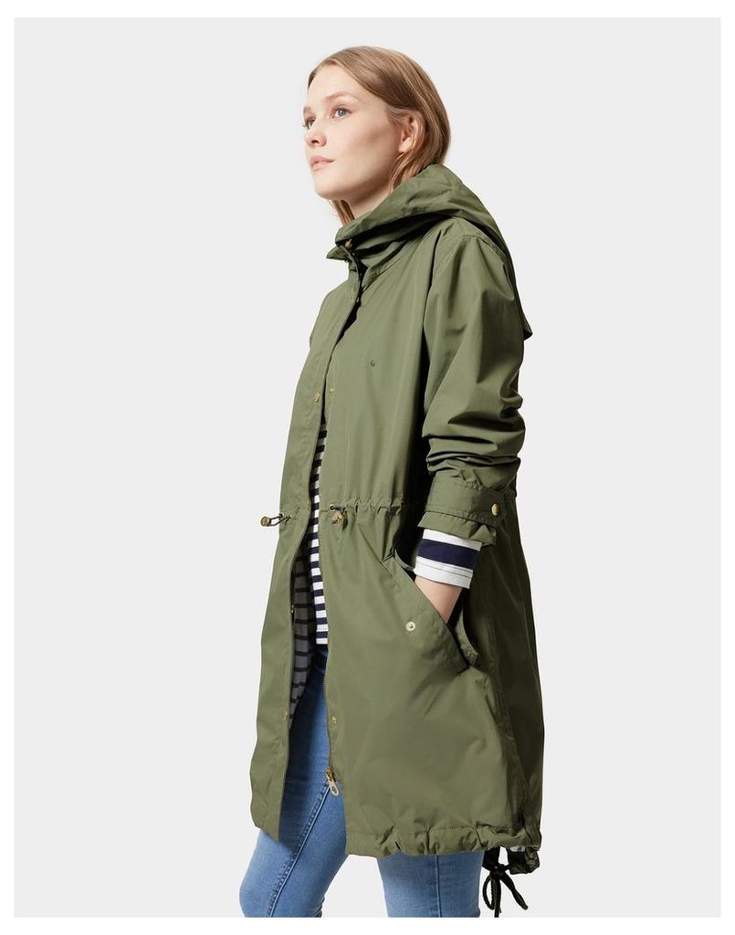 Soft Khaki Swithin Parka-Style Waterproof Jacket  Size 16 | Joules UK
