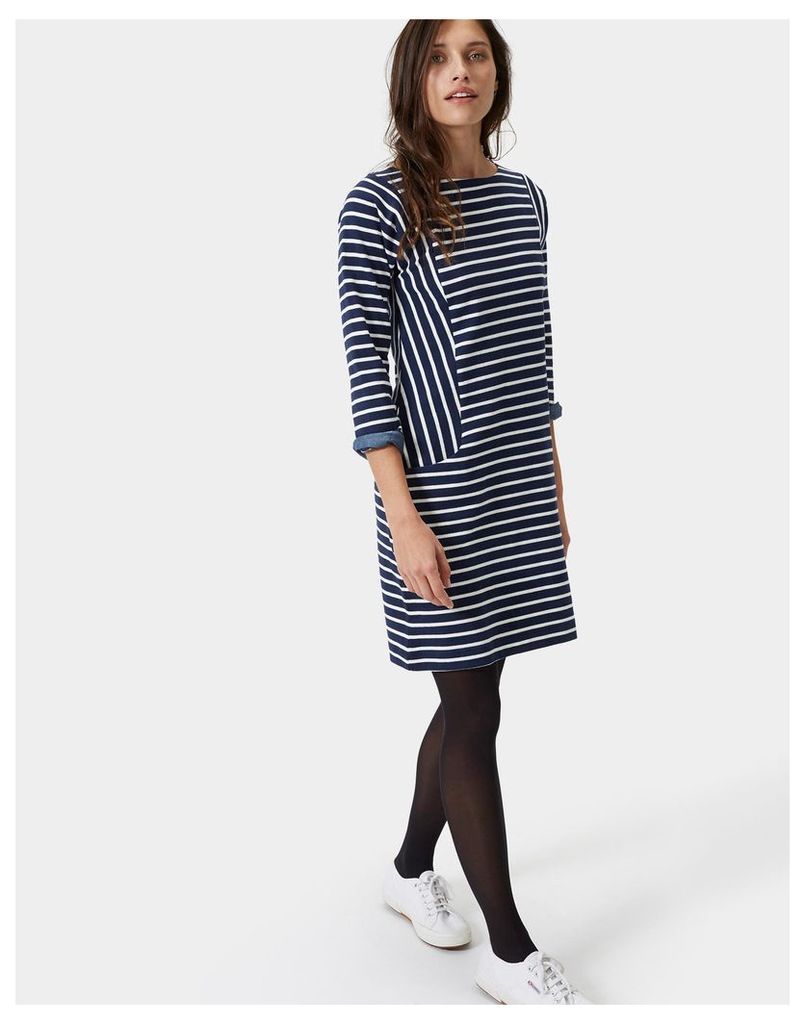 Hope French Navy Stripe Britanny Pocket Breton-Style Dress  Size 10 | Joules UK