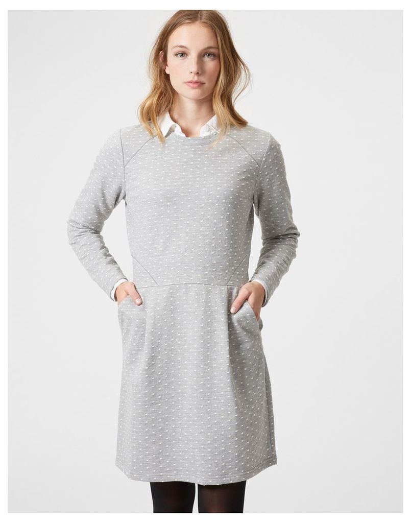 Grey Spot Daylia textured Dress  Size 8 | Joules UK