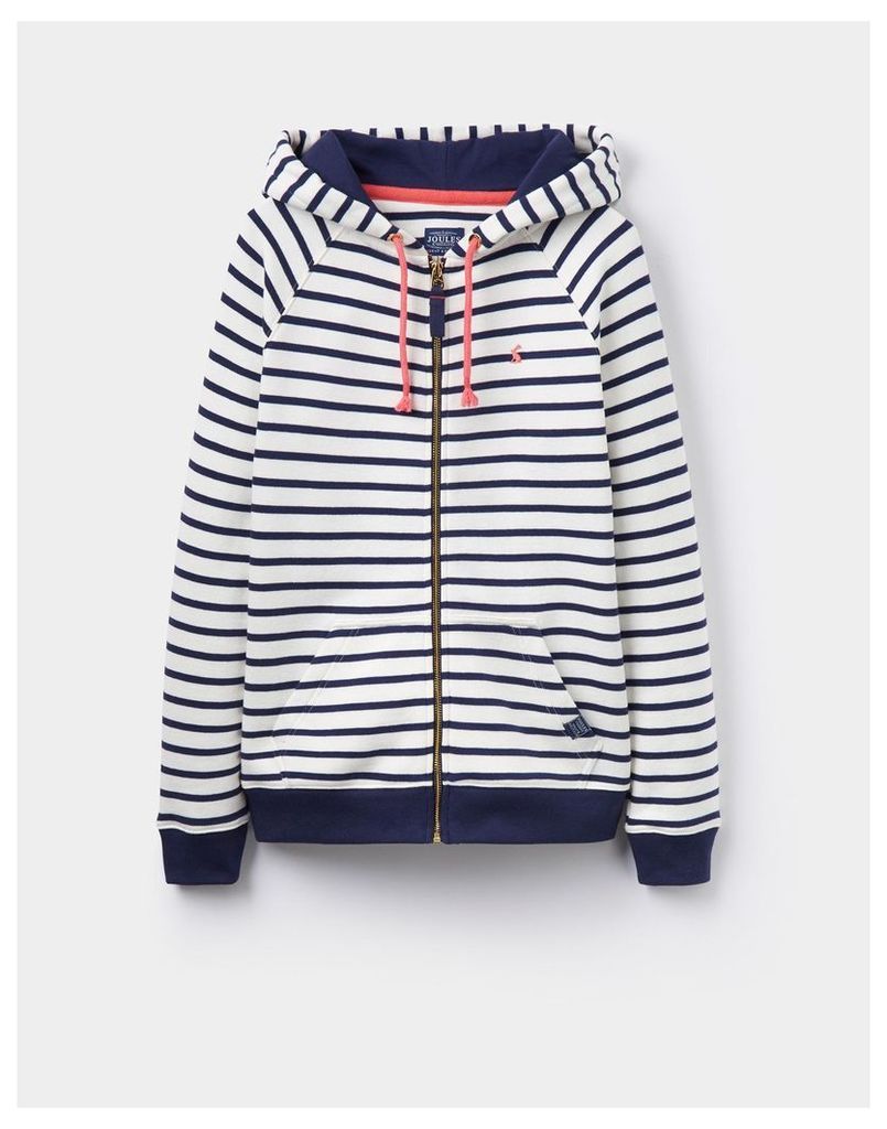 Navy Stripe 124177 Womens Hooded Zip Through Sweatshirt  Size 8 | Joules UK
