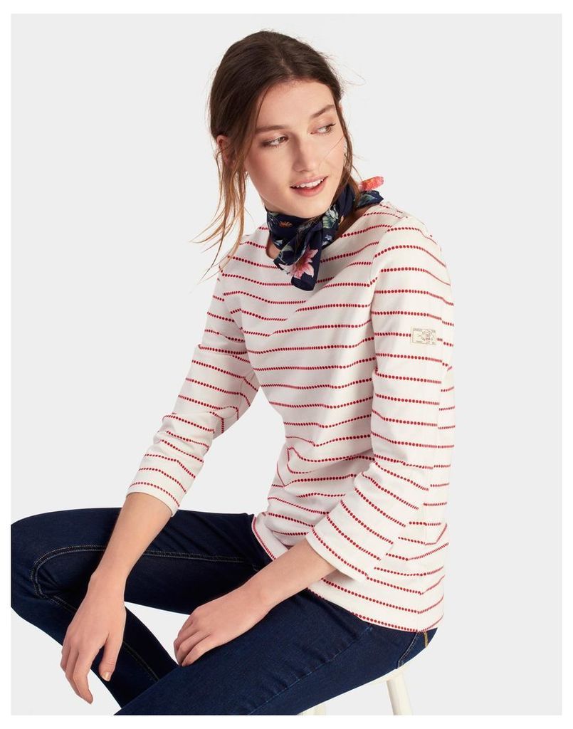 Red Cream Spot Harbour Jersey Top  Size 10 | Joules UK