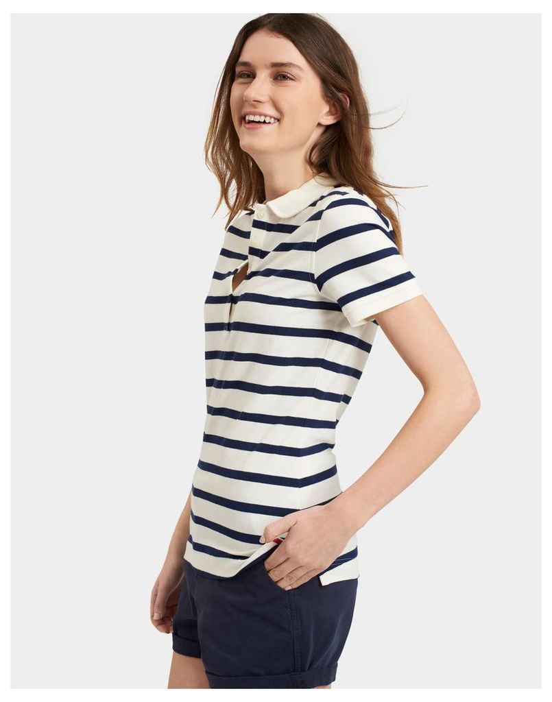 French Navy Stripe Trinity Slim Fit Polo Shirt  Size 16 | Joules UK