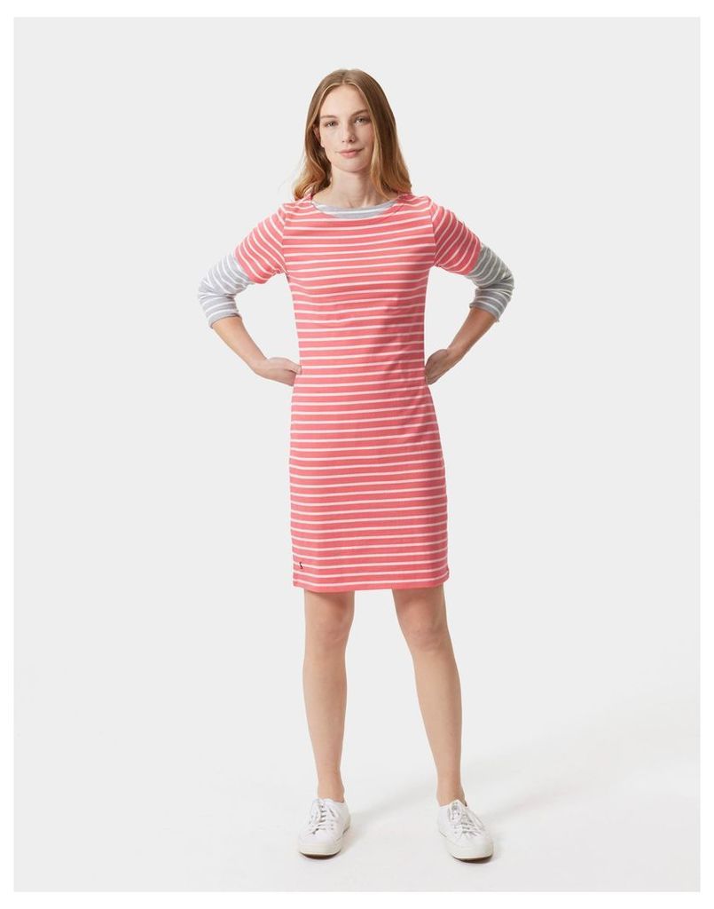 Hope Stripe Soft Coral Riviera Jersey T-Shirt Dress  Size 18 | Joules UK