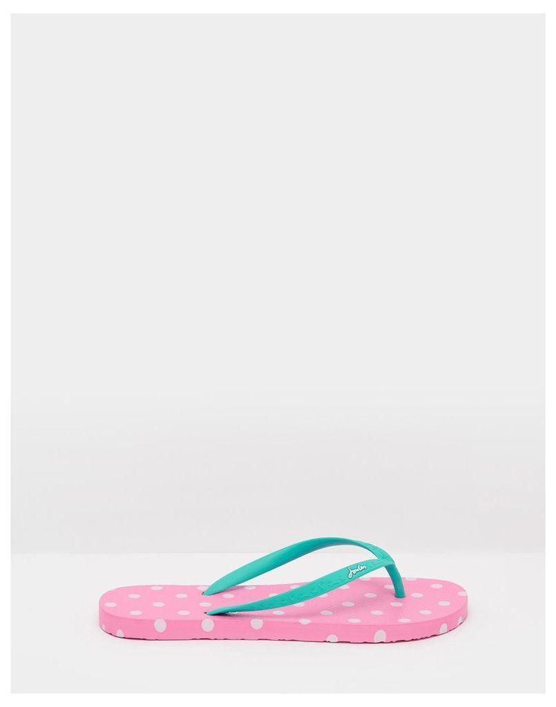 Pink Spot Sandy Printed Flip Flops  Size Adult 5 | Joules UK