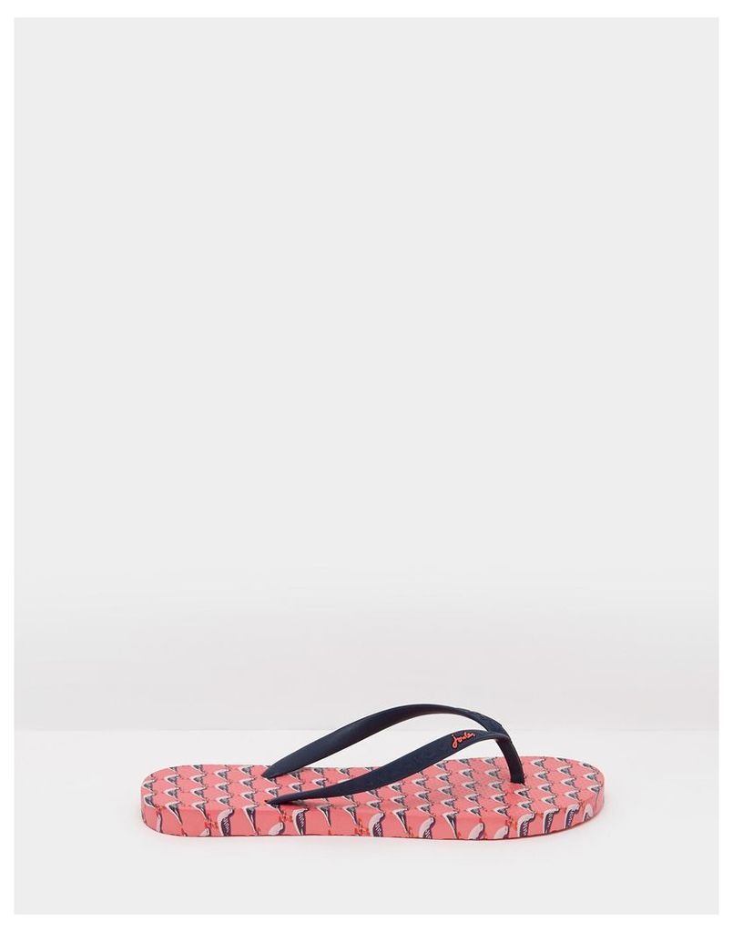 Soft Coral Oyster Sandy Printed Flip Flops  Size Adult Size 8 | Joules UK