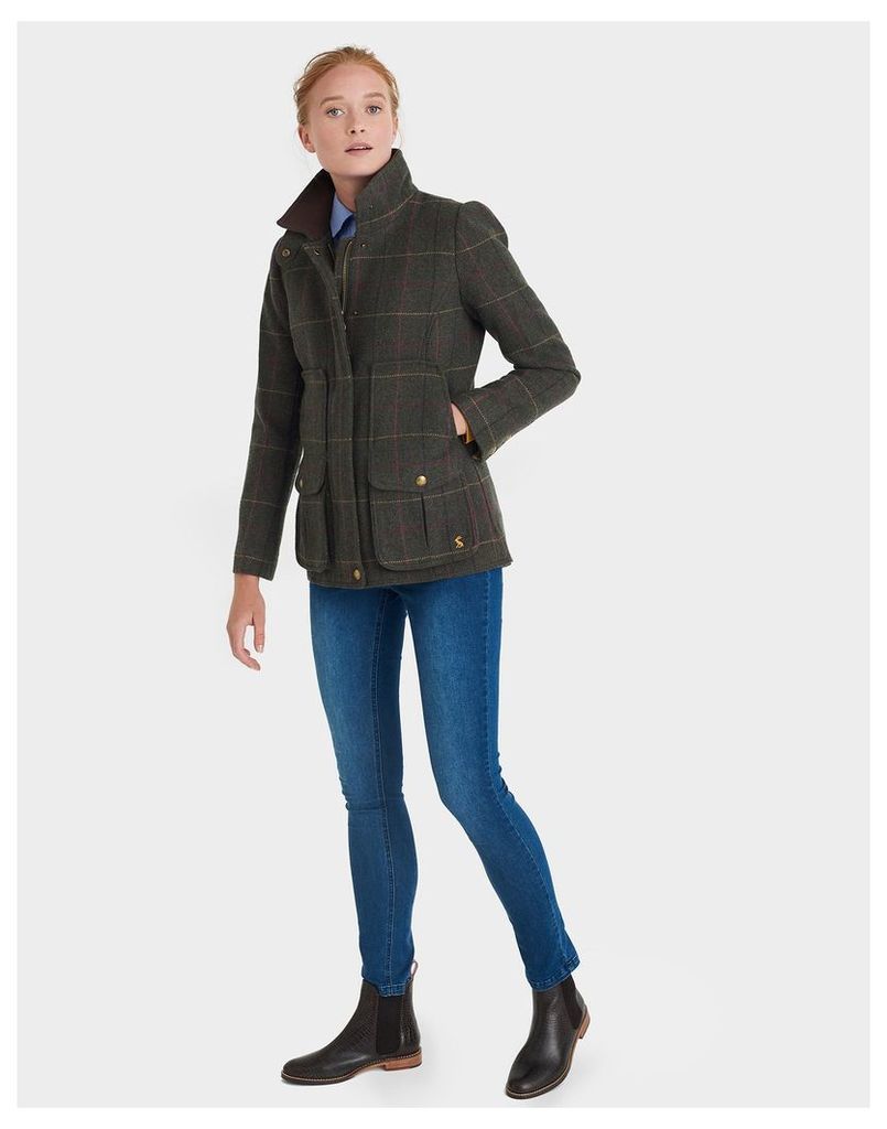 Heather Check Tweed Fieldcoat  Size 12 | Joules UK