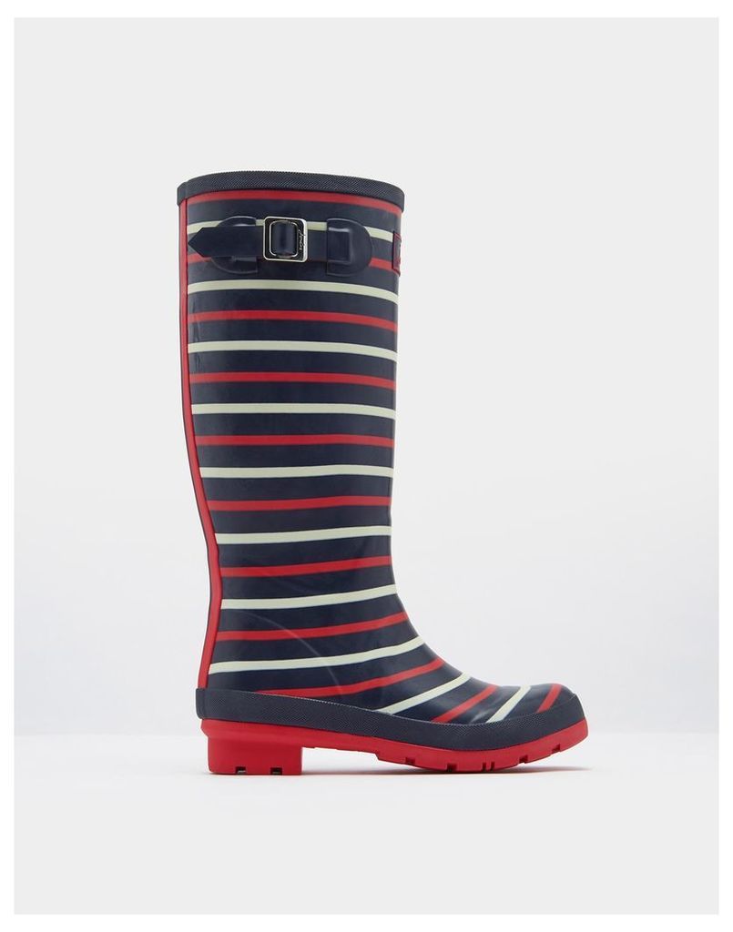 Navy London Stripe Printed Wellies  Size Adult Size 6 | Joules UK