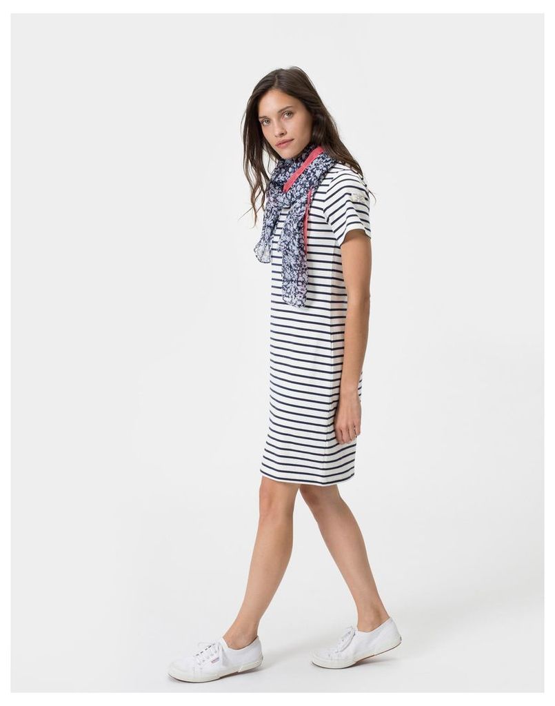 Creme Stripe Riviera Jersey T-Shirt Dress  Size 16 | Joules UK