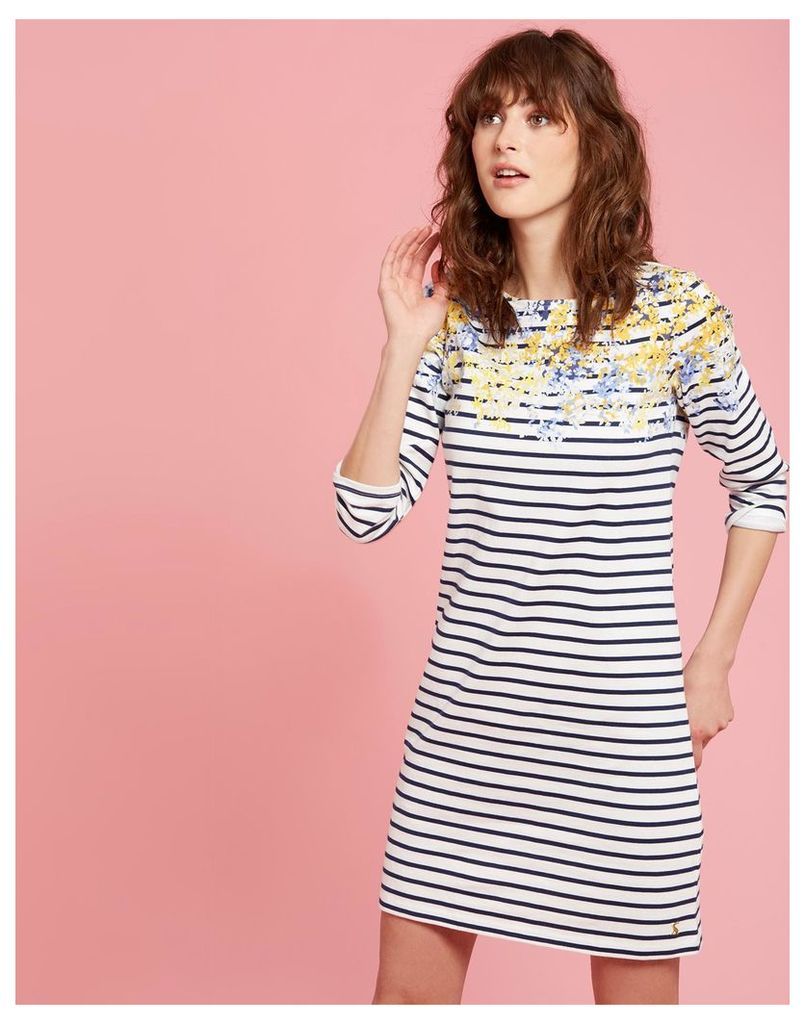 Navy Floral Border Riviera Printed Jersey T-Shirt Dress  Size 18 | Joules UK