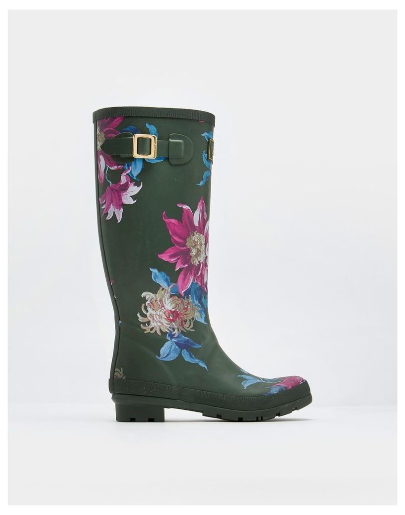 Olive Clematis Printed Wellies  Size Adult 4 | Joules UK