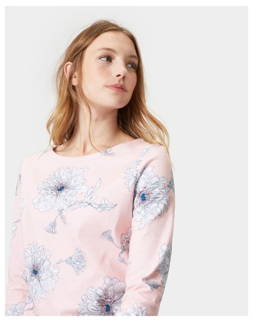 Soft Pink Peony Harbour print Jersey Top  Size 8 | Joules UK